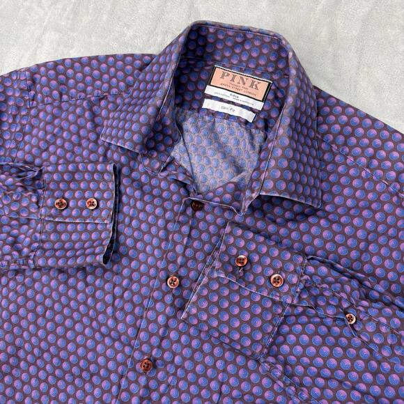 Thomas Pink Other - Thomas Pink London Slim Fit Pattern Dress Shirt Purple Men 16/41cm Luxury Design